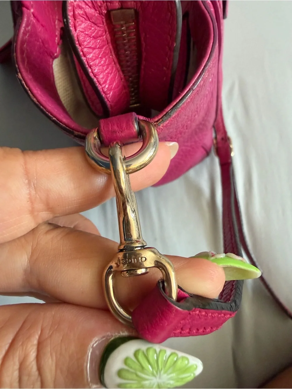 Gucci Fuchsia Leather Satchel with Detachable Strap